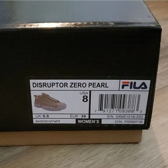 Fila Effervescent Pearl Disruptor Zero Sneakers Size 8 NIB