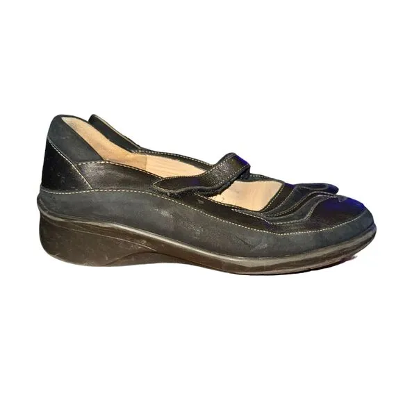 Finn Comfort Glendale Mary Janes Women's Size 7.5 Black Leather Comfort Shoes