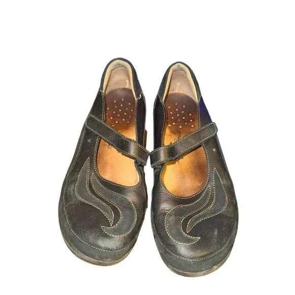 Finn Comfort Glendale Mary Janes Women's Size 7.5 Black Leather Comfort Shoes