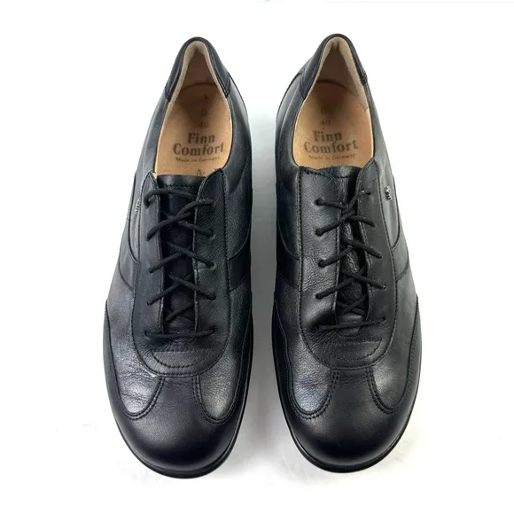 Finn Comfort Shoes Mens 7 Womens 9 Oxford Lace Up Black Leather Comfort Unisex