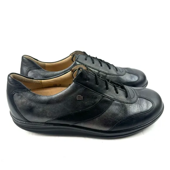 Finn Comfort Shoes Mens 7 Womens 9 Oxford Lace Up Black Leather Comfort Unisex