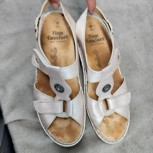 Finn Comfort Shoes Womens UK 6.5 US 9 Adana White Leather Sandals *Read*