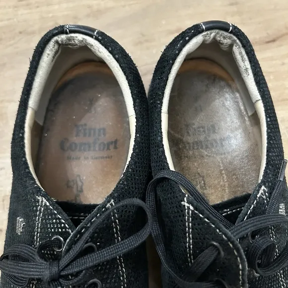 finn comfort soho womens 9 shoes black leather comfort walking sneakers Metallic