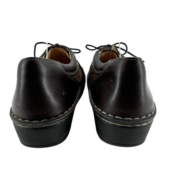 Finn Comfort Walking Shoes Oxfords Brown Leather Suede Lace Up Unisex 41 Men 8.5