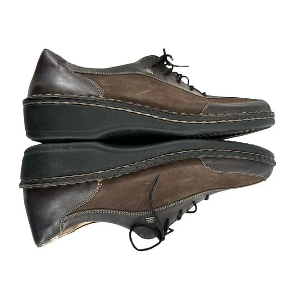 Finn Comfort Walking Shoes Oxfords Brown Leather Suede Lace Up Unisex 41 Men 8.5
