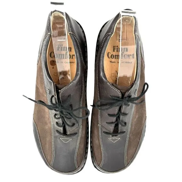 Finn Comfort Walking Shoes Oxfords Brown Leather Suede Lace Up Unisex 41 Men 8.5