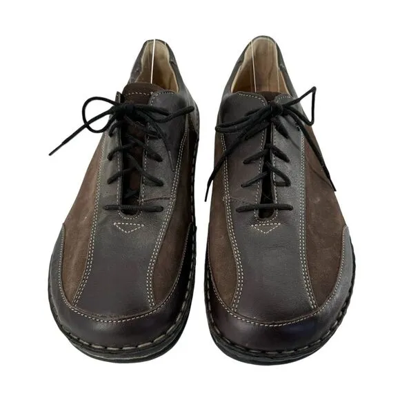 Finn Comfort Walking Shoes Oxfords Brown Leather Suede Lace Up Unisex 41 Men 8.5