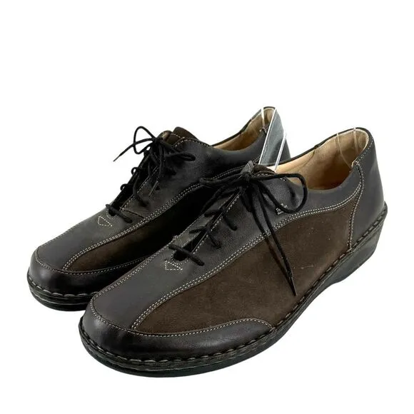 Finn Comfort Walking Shoes Oxfords Brown Leather Suede Lace Up Unisex 41 Men 8.5