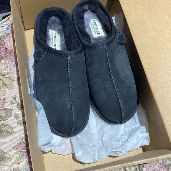Fireside by Dearfoams Men's Grafton Shearling Indoor/Outdoor Clog Slipper size 8