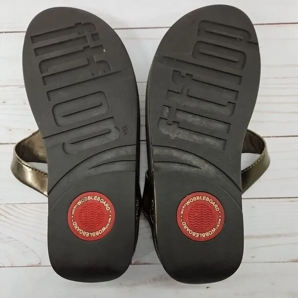 Fitflop Pietra Womens Size 9 Brown Bronze Rhinestone Comfort Strap Sandals Shoes