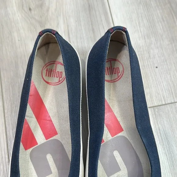 Fitflop super navy canvas ballet comfort shoes size 7.5