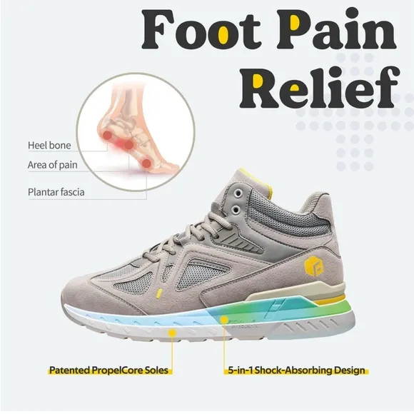 FitVille Grey Extra Wide width High-top Basketball Sneakers W Ankle Support‎