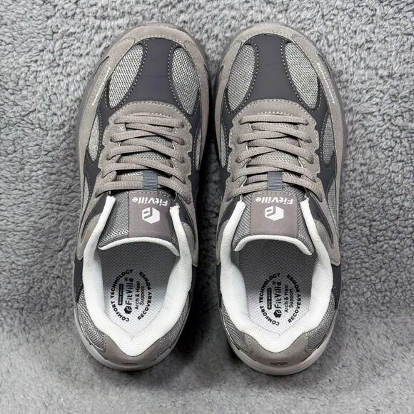 FitVille HeelAero Womens Size 8.5 Wide Walking Shoes Sneaker Slate Gray Arch Fit