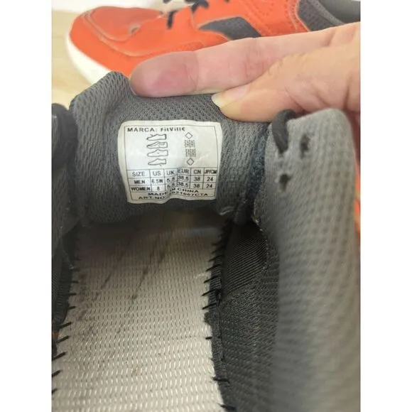 Fitville Marca Orange Lace Up Low Top Tennis ‎ Shoes Size Men's 6.5 Women's 8 Z5