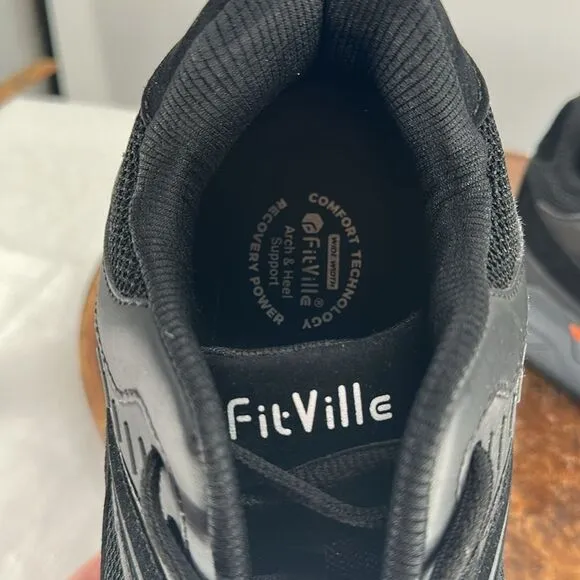 FitVille Shoes Mens 11.5 Wide Rebound Core Walking v1 Black Gray Athletic