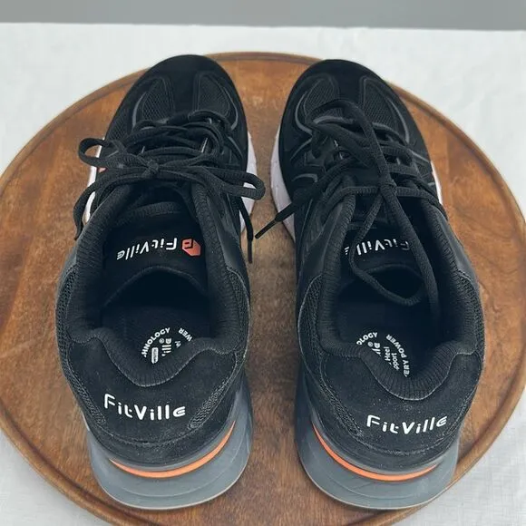 FitVille Shoes Mens 11.5 Wide Rebound Core Walking v1 Black Gray Athletic