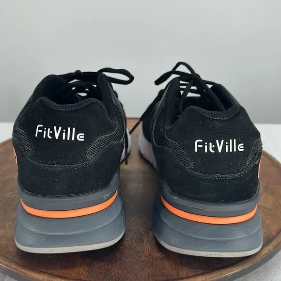 FitVille Shoes Mens 11.5 Wide Rebound Core Walking v1 Black Gray Athletic