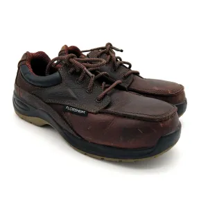 Florsheim Mens Leather Steel Toe Work Shoes Size 7.5 EEE Lace Up Brown