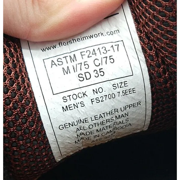Florsheim Mens Leather Steel Toe Work Shoes Size 7.5 EEE Lace Up Brown