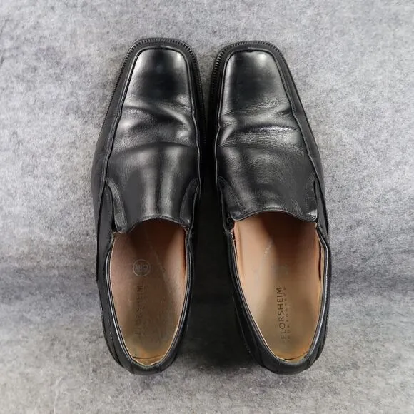 Florsheim Shoes Mens 8.5 Loafer Slip On Classic Black Leather Square Toe Comfort