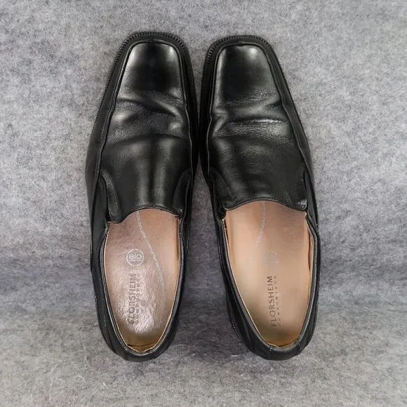 Florsheim Shoes Mens 8.5 Loafer Slip On Classic Black Leather Square Toe Comfort