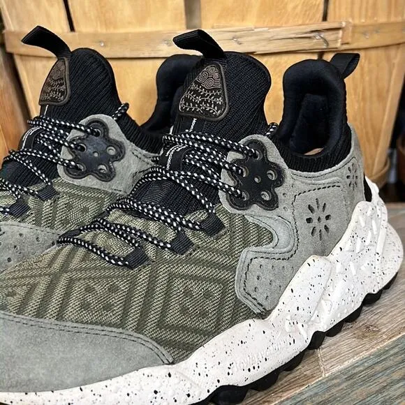 Flower Mountain Kotetsu Low Green Black Suede Mesh Chunky Sneakers Men Size 9.5