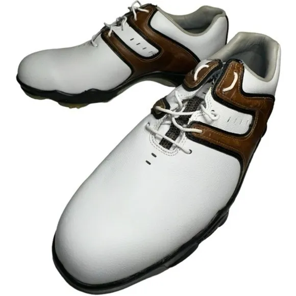 FOOTJOY DryJoys NIB Men’s Size 9 White Brown 53656  OptiFlex X2 Golf Shoes