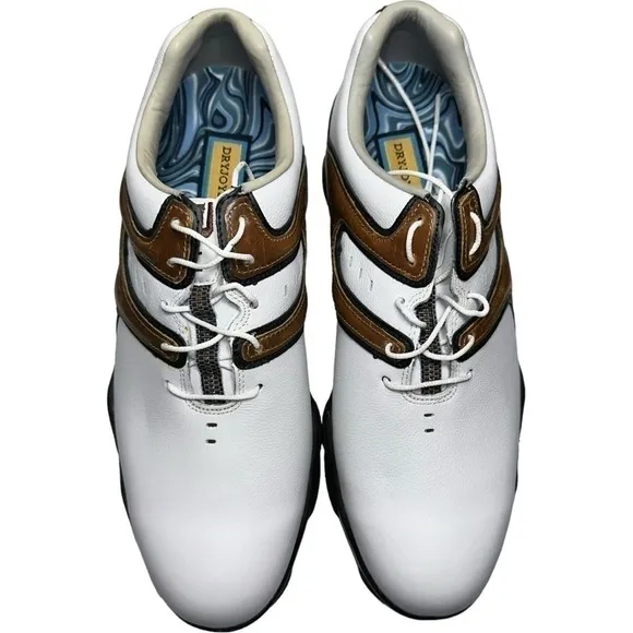 FOOTJOY DryJoys NIB Men’s Size 9 White Brown 53656  OptiFlex X2 Golf Shoes