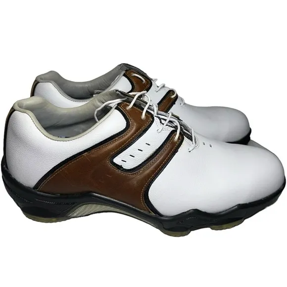 FOOTJOY DryJoys NIB Men’s Size 9 White Brown 53656  OptiFlex X2 Golf Shoes