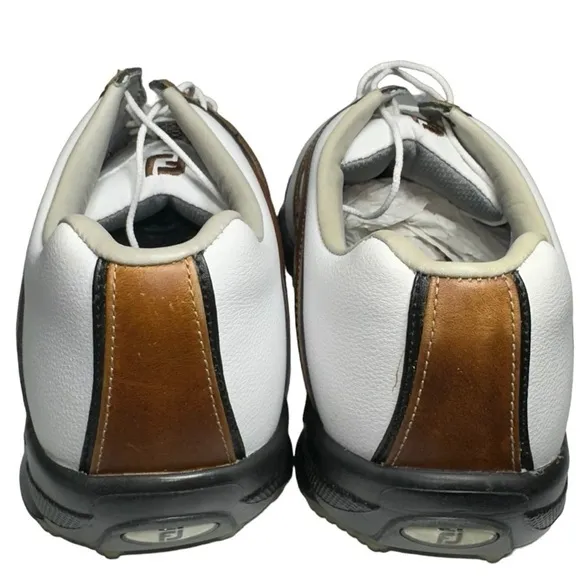 FOOTJOY DryJoys NIB Men’s Size 9 White Brown 53656  OptiFlex X2 Golf Shoes