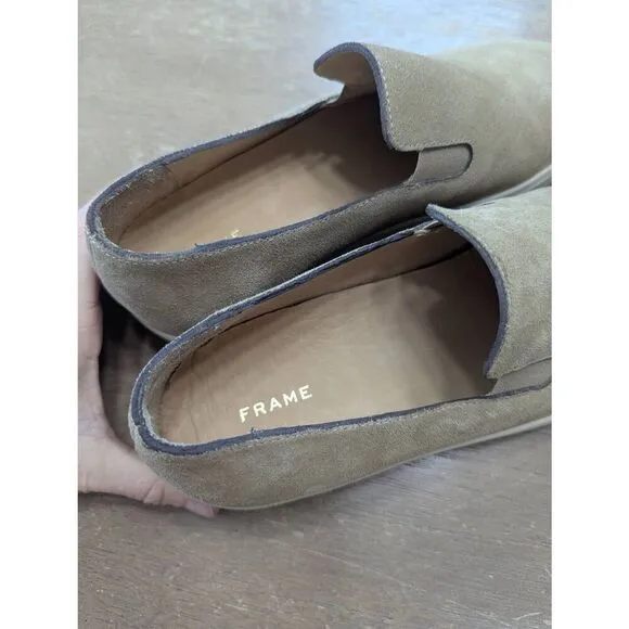Frame Le Ren Suede Slip-On Sneakers women's size 39.5 tan