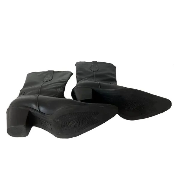Franco‎ Sarto Cowboy Boots Size 6.5 Black Leather 2&quot; Heel