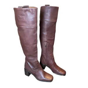Franco Sarto Womens Forla Leather Square Toe Over-The-Knee Boots Shoes