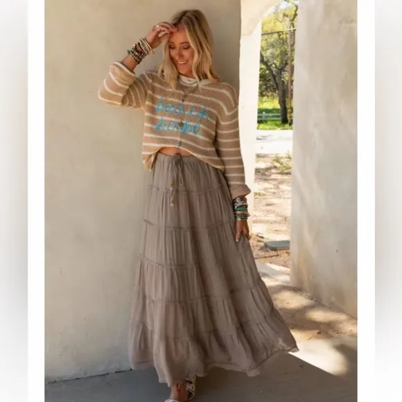 FREE FLOW TIERED MAXI SKIRT NWT Boutique