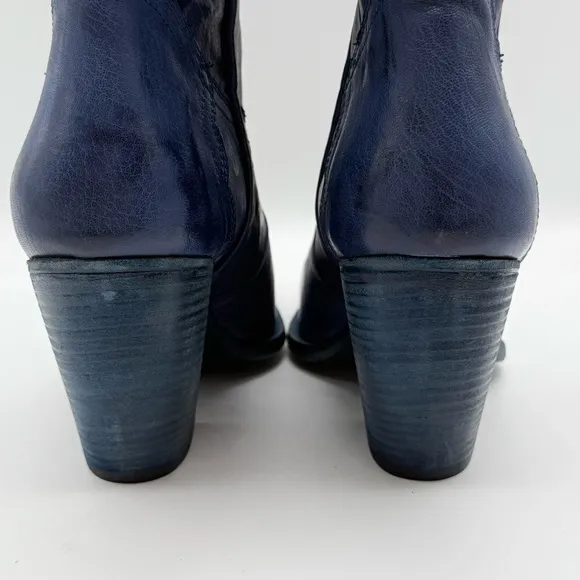 Free People Brayden Tall Western Cowgirl Leather Boots in Blue Size 10 Eu 41 NIB