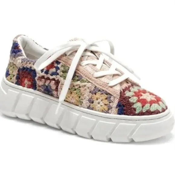 Free People Catch Me If You Can Crochet Flower Sneaker EU 40 US 10 New JB