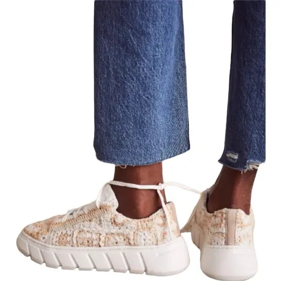 Free People Catch Me If You Can Crocheted Platform Sneakers | Size 41