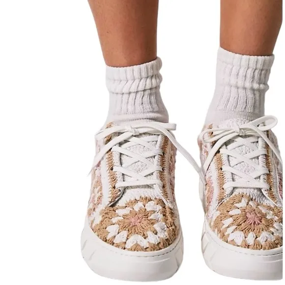 Free People Catch Me If You Can Crocheted Platform Sneakers | Size 41