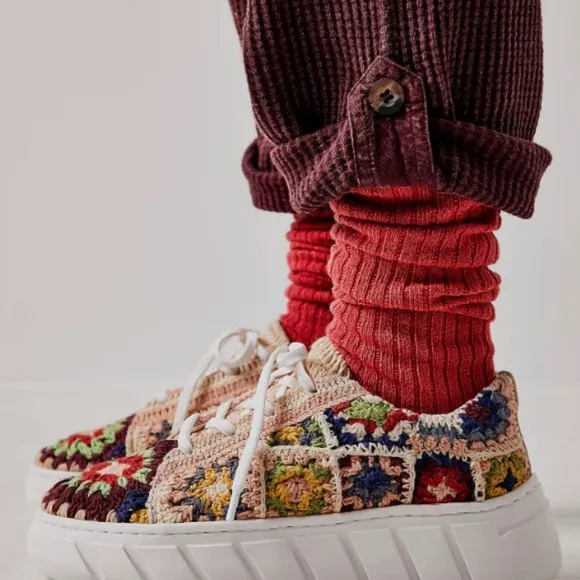 Free People NWB size‎ EU 38 Catch me if you can crochet platform sneakers