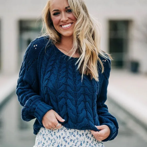 FREE PEOPLE SandrePullover OB1757383 Blue size Medium M NWOT $148