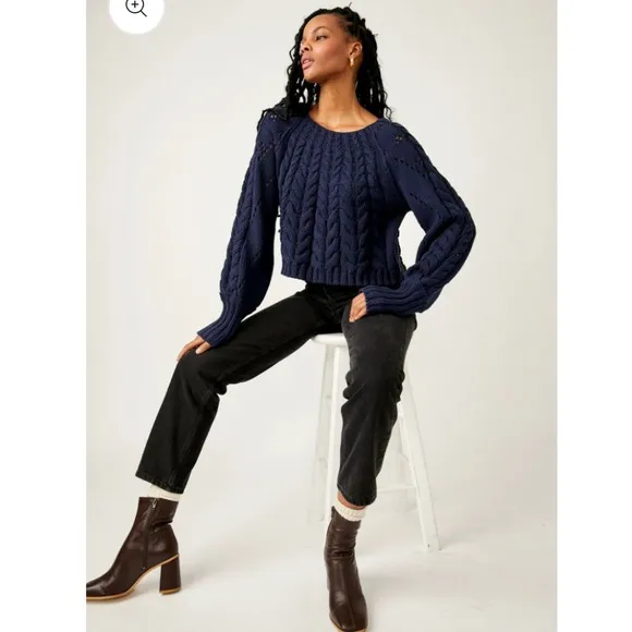 FREE PEOPLE SandrePullover OB1757383 Blue size Medium M NWOT $148