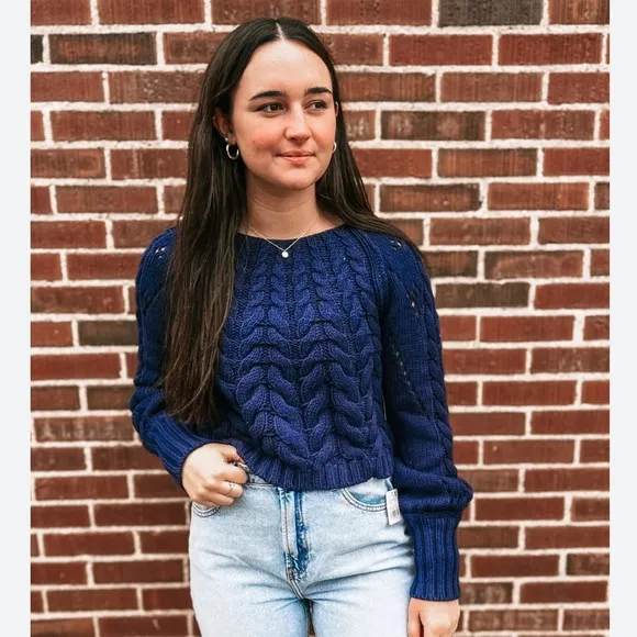 FREE PEOPLE SandrePullover OB1757383 Blue size Medium M NWOT $148