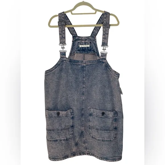 Free People We the Free Denim Overall Smock Mini Dress Pink Dreams Size XL NWT!