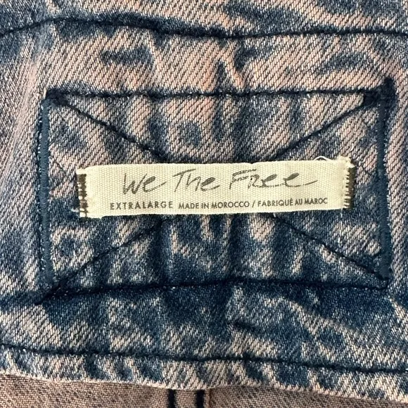 Free People We the Free Denim Overall Smock Mini Dress Pink Dreams Size XL NWT!