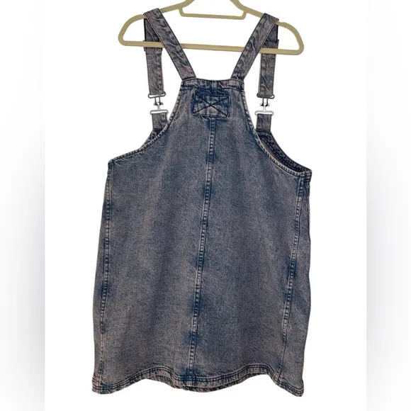 Free People We the Free Denim Overall Smock Mini Dress Pink Dreams Size XL NWT!