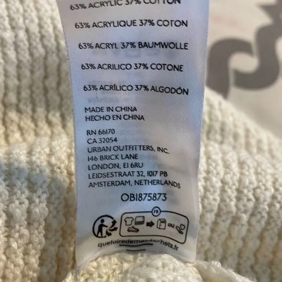 Free People Beach Primavera Skort Sweater Set Ivory Chunky Textured Knit XL
