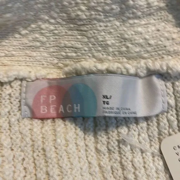 Free People Beach Primavera Skort Sweater Set Ivory Chunky Textured Knit XL