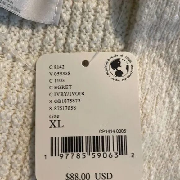 Free People Beach Primavera Skort Sweater Set Ivory Chunky Textured Knit XL