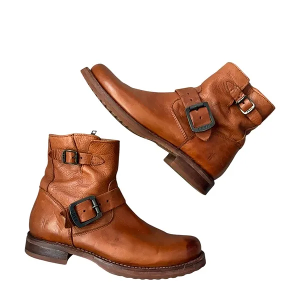 Frye Brown Leather Ankle Boots Brown Size 6.5