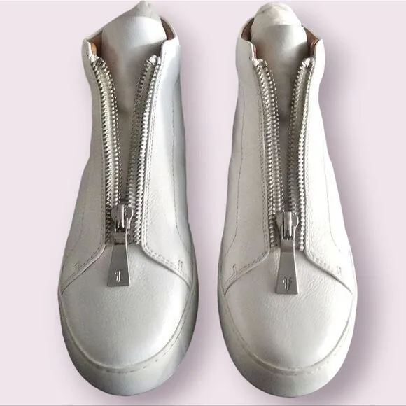 Frye Leather Lena Zip High Sneakers White Size 7.5